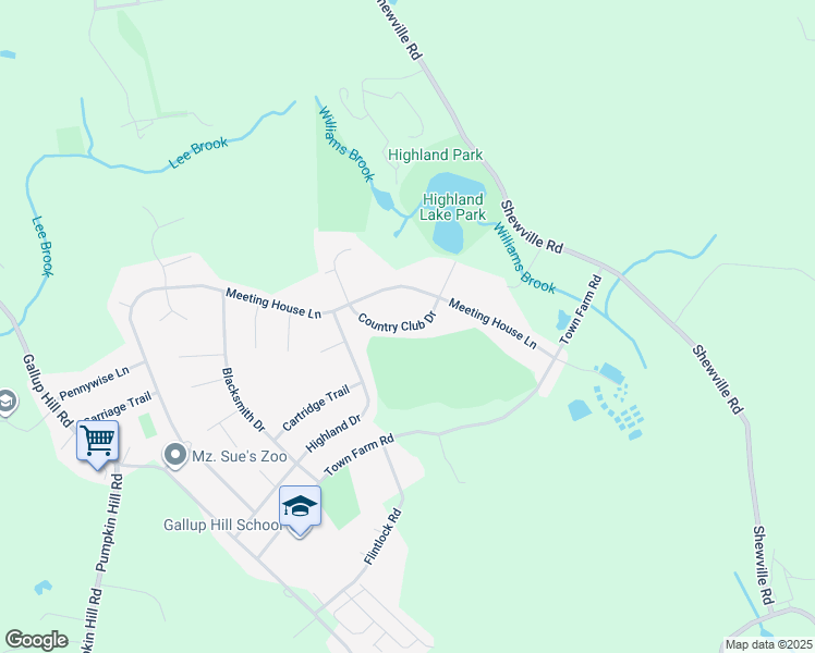 map of restaurants, bars, coffee shops, grocery stores, and more near Country Club Drive in Ledyard