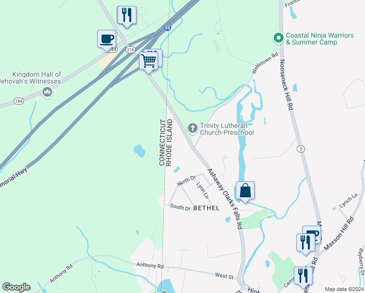 map of restaurants, bars, coffee shops, grocery stores, and more near 103 High Street in Hopkinton