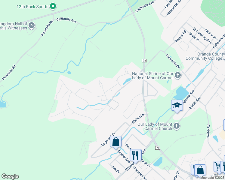 map of restaurants, bars, coffee shops, grocery stores, and more near 28 Revere Drive in Middletown