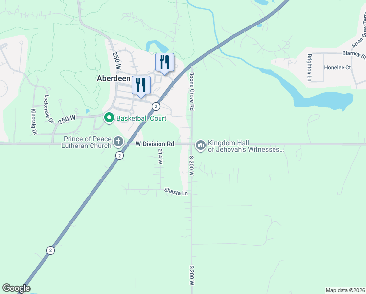 map of restaurants, bars, coffee shops, grocery stores, and more near 200-212 W Division Rd in Valparaiso