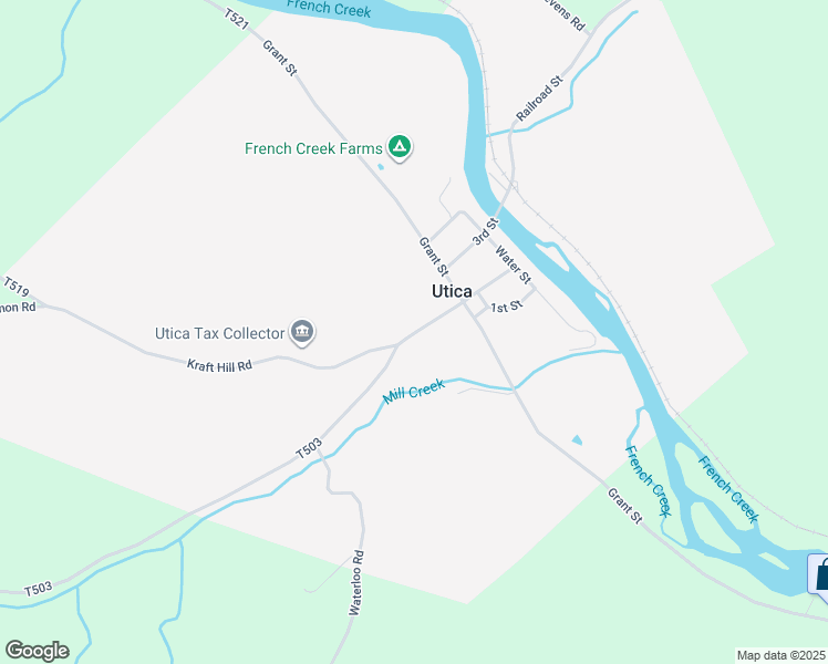 map of restaurants, bars, coffee shops, grocery stores, and more near 3823 Academy Street in Utica