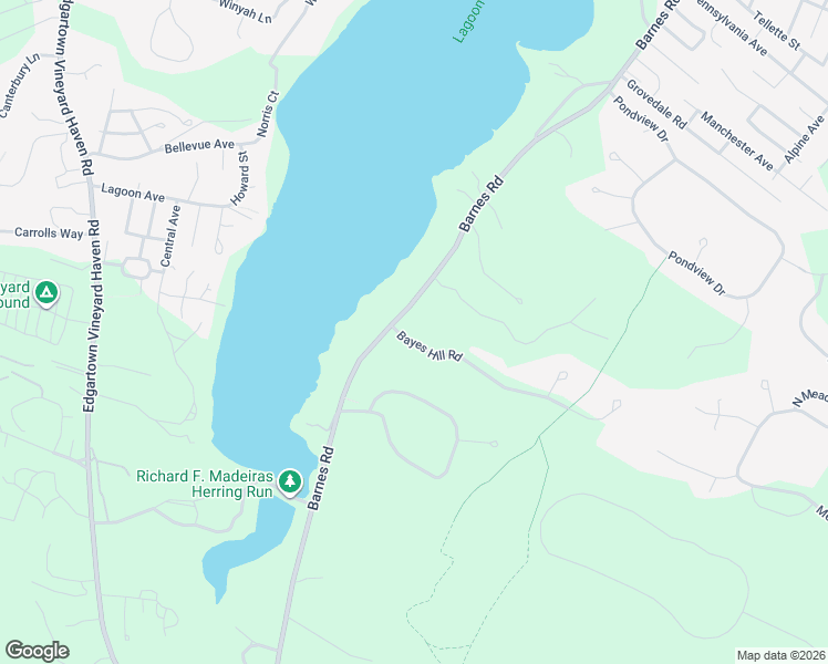 map of restaurants, bars, coffee shops, grocery stores, and more near 350 Barnes Road in Oak Bluffs