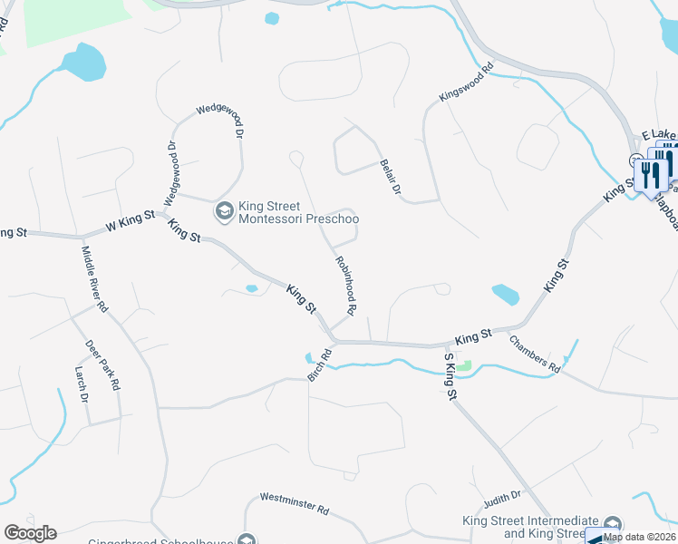 map of restaurants, bars, coffee shops, grocery stores, and more near 12 Robinhood Road in Danbury