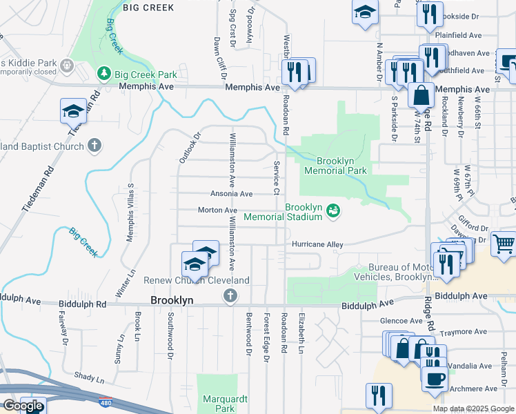 map of restaurants, bars, coffee shops, grocery stores, and more near 8710 Morton Avenue in Brooklyn