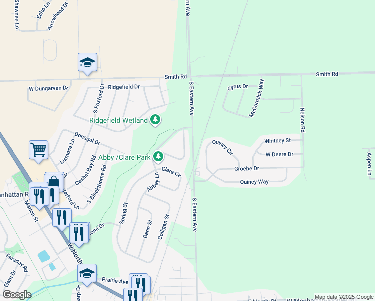 map of restaurants, bars, coffee shops, grocery stores, and more near 15251 Kenmare Circle in Manhattan