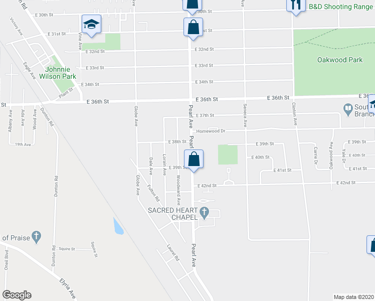 map of restaurants, bars, coffee shops, grocery stores, and more near 3834 Pearl Avenue in Lorain
