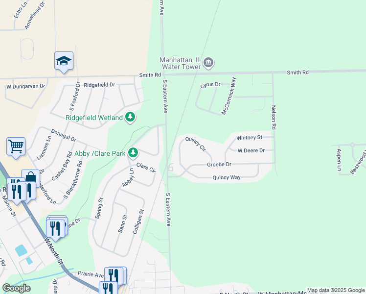 map of restaurants, bars, coffee shops, grocery stores, and more near 15123 Quincy Circle in Manhattan