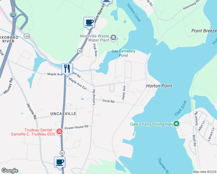 map of restaurants, bars, coffee shops, grocery stores, and more near 7 Gair Court in Montville
