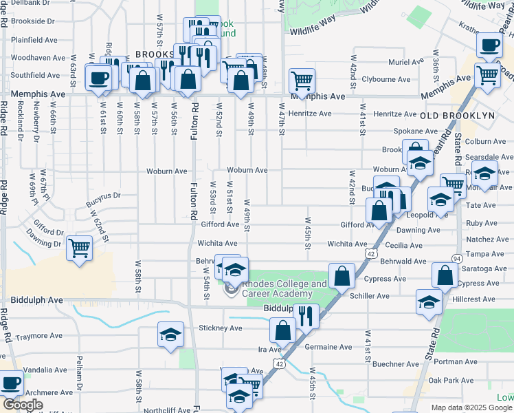 map of restaurants, bars, coffee shops, grocery stores, and more near 4829 Ardmore Avenue in Cleveland