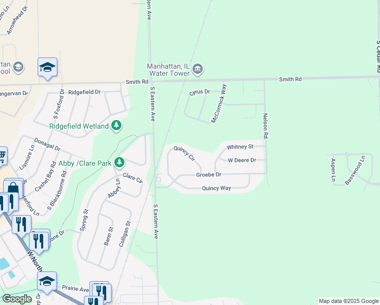 map of restaurants, bars, coffee shops, grocery stores, and more near 15037 Quincy Circle in Manhattan
