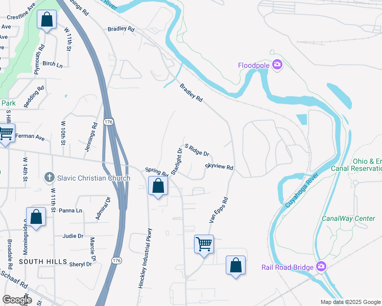 map of restaurants, bars, coffee shops, grocery stores, and more near in Cuyahoga County