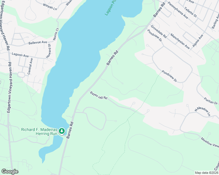 map of restaurants, bars, coffee shops, grocery stores, and more near 20 Bayes Hill Road in Oak Bluffs