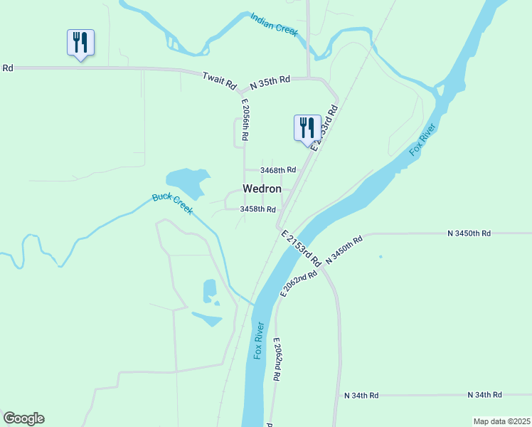map of restaurants, bars, coffee shops, grocery stores, and more near 2064 3458th Road in Ottawa