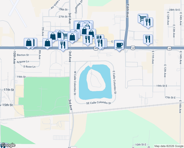 map of restaurants, bars, coffee shops, grocery stores, and more near 2099 W Camino Real St in Columbus