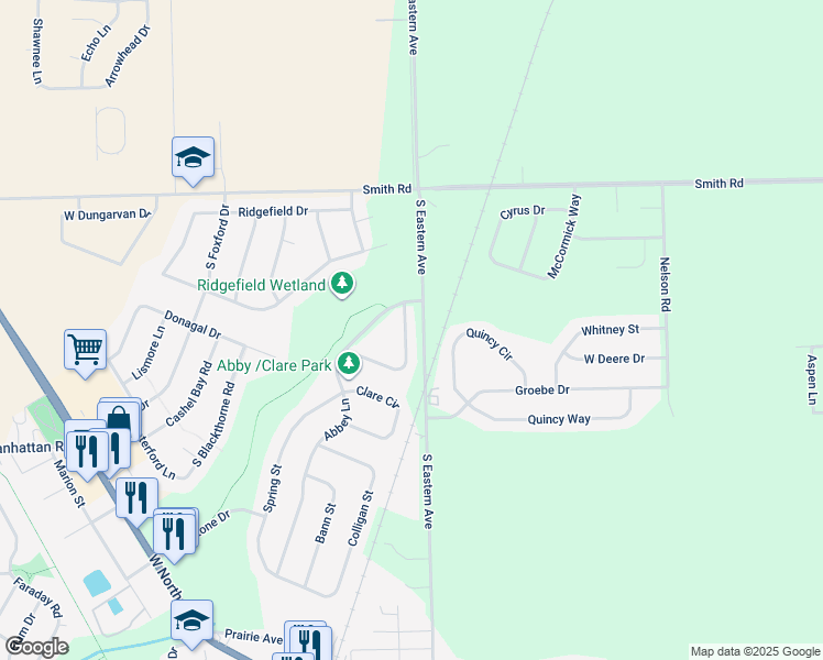 map of restaurants, bars, coffee shops, grocery stores, and more near 15251 Kenmare Circle in Manhattan