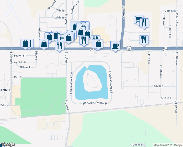 map of restaurants, bars, coffee shops, grocery stores, and more near 1801-2099 W Camino Real St in Columbus