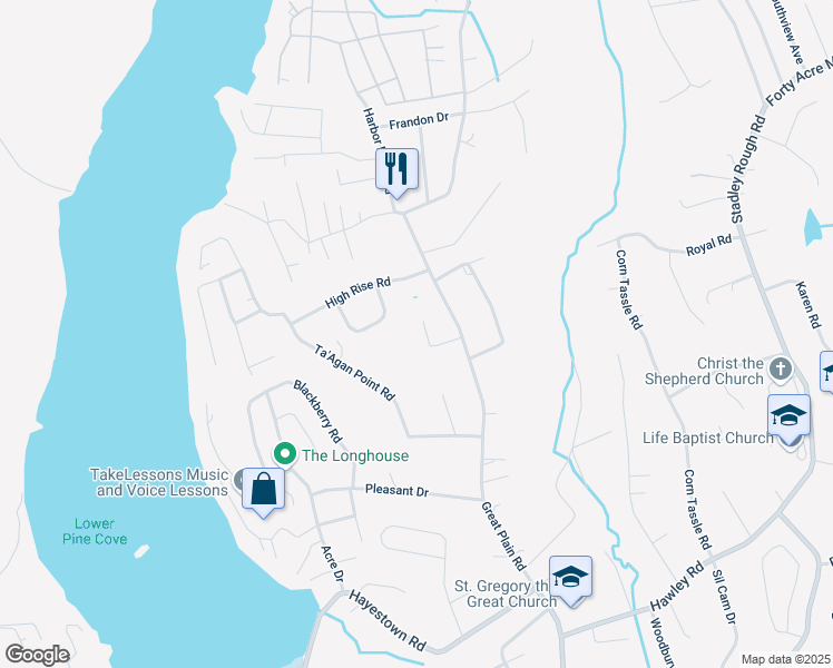 map of restaurants, bars, coffee shops, grocery stores, and more near 7 Tranquility Court in Danbury
