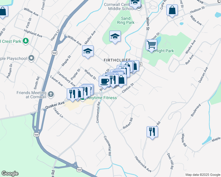 map of restaurants, bars, coffee shops, grocery stores, and more near 8 Bridge Street in Cornwall