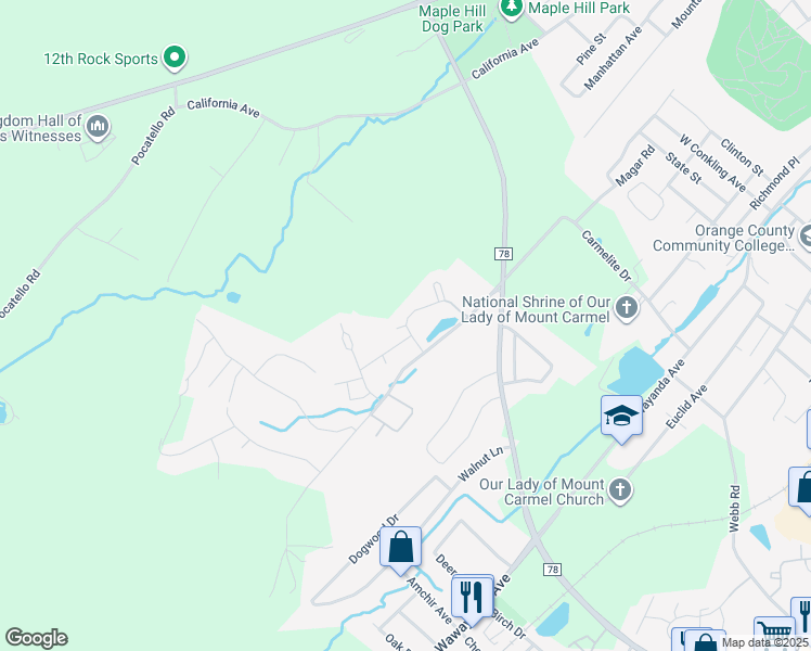 map of restaurants, bars, coffee shops, grocery stores, and more near Lexington Court in Middletown