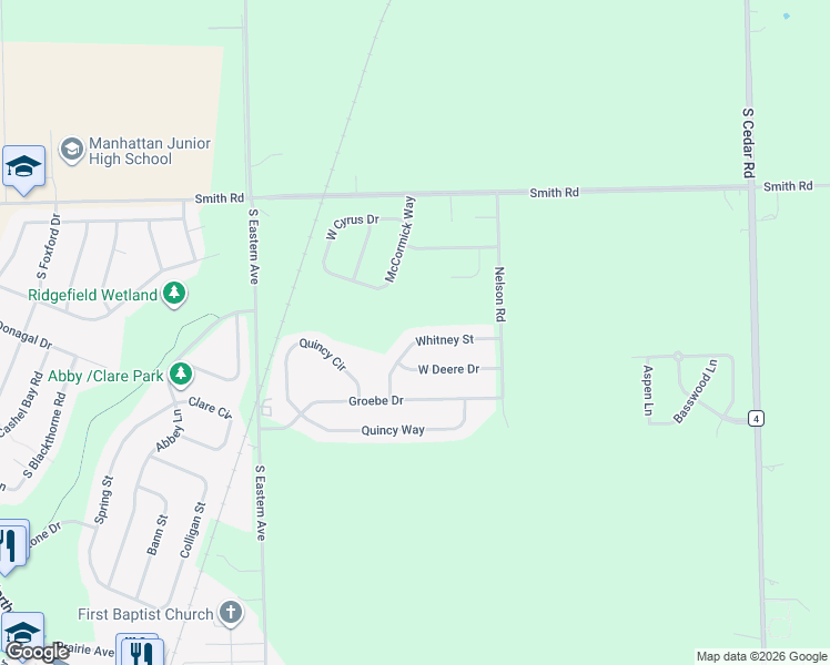 map of restaurants, bars, coffee shops, grocery stores, and more near 14940 Whitney Street in Manhattan