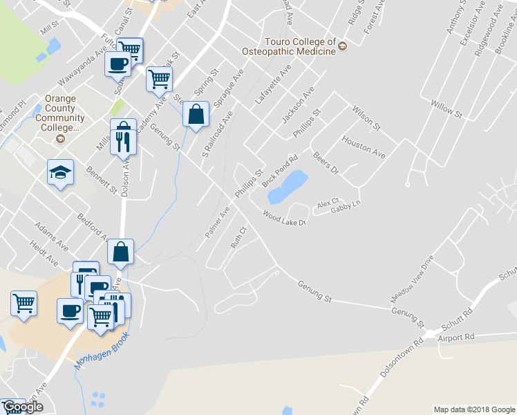 map of restaurants, bars, coffee shops, grocery stores, and more near 25 Woodlake Drive in Middletown