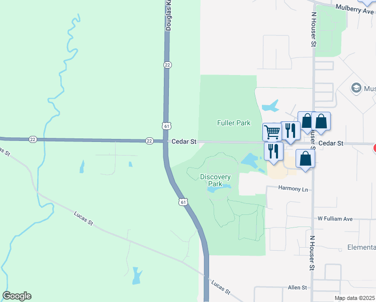 map of restaurants, bars, coffee shops, grocery stores, and more near 2458 Iowa 22 in Muscatine