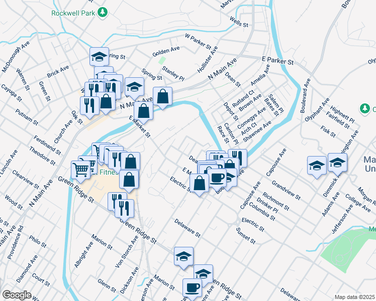 map of restaurants, bars, coffee shops, grocery stores, and more near 2005 Smith Place in Scranton