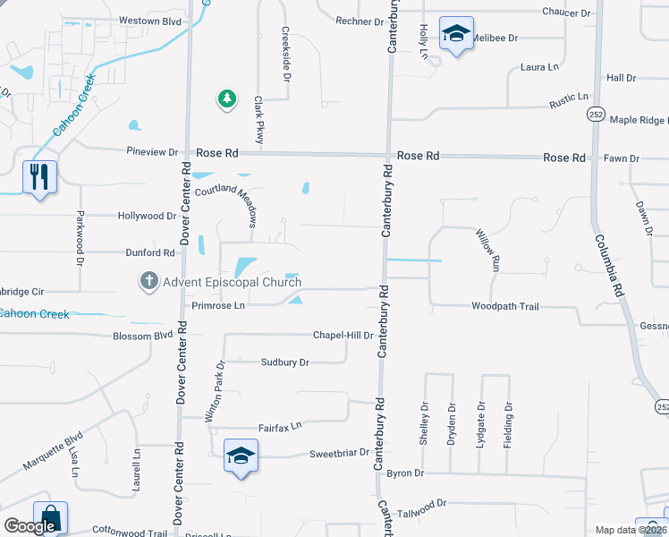 map of restaurants, bars, coffee shops, grocery stores, and more near 26391 Strawberry Lane in Westlake