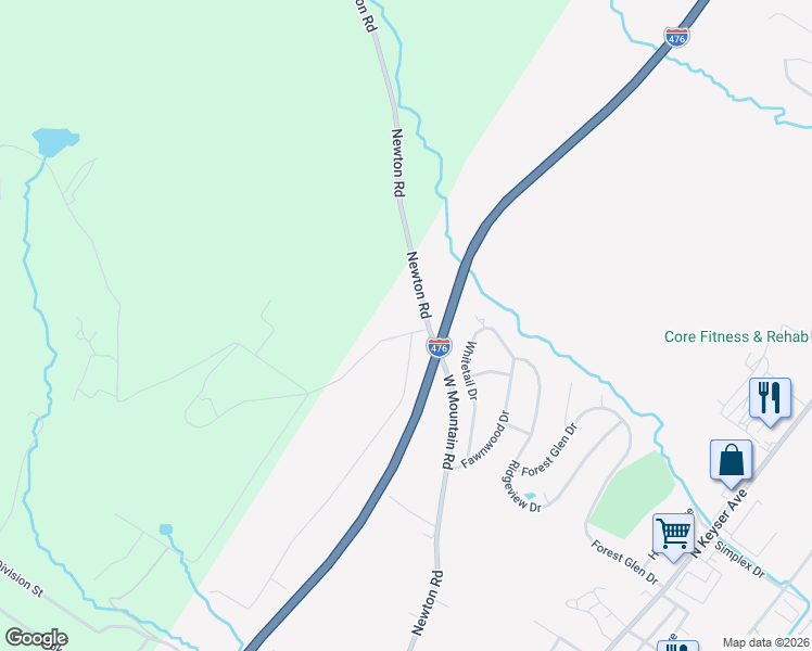 map of restaurants, bars, coffee shops, grocery stores, and more near 761 Newton Road in Scranton