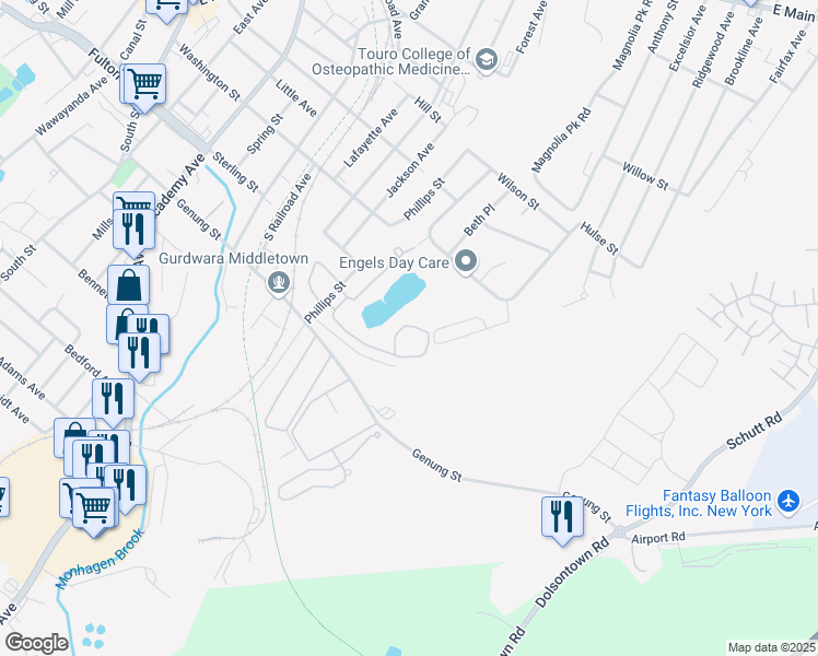map of restaurants, bars, coffee shops, grocery stores, and more near 93 Wood Lake Drive in Middletown