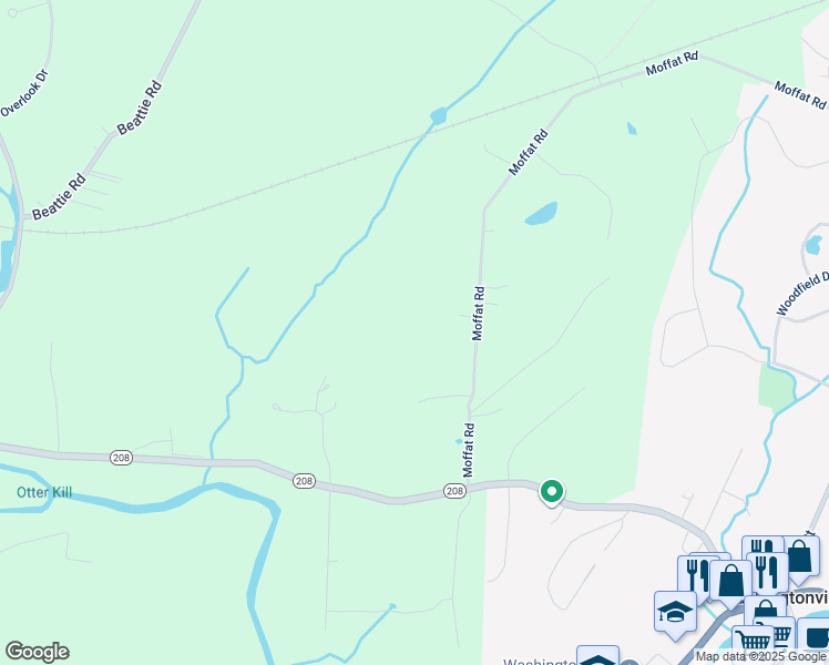 map of restaurants, bars, coffee shops, grocery stores, and more near 25 Moffat Road in Washingtonville