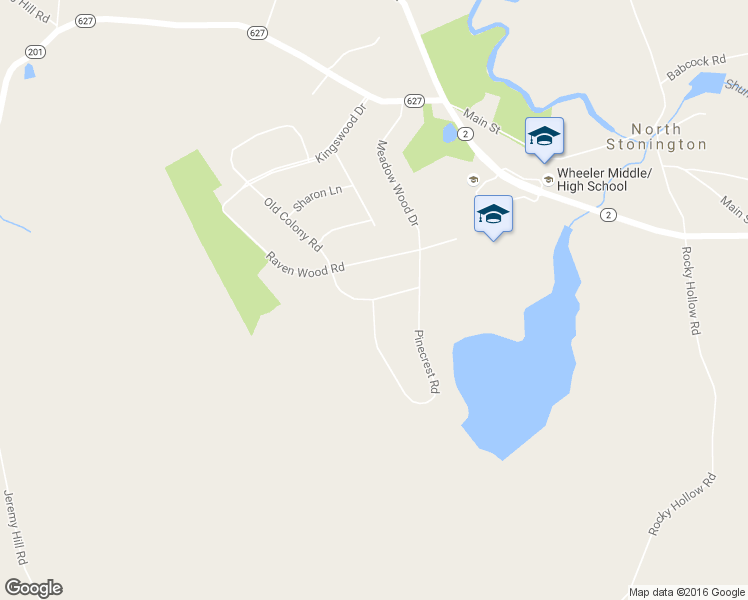 map of restaurants, bars, coffee shops, grocery stores, and more near 53 Old Colony Road in North Stonington