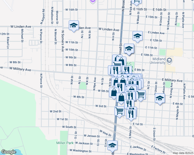 map of restaurants, bars, coffee shops, grocery stores, and more near 509 West Military Avenue in Fremont