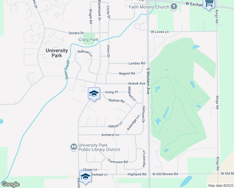 map of restaurants, bars, coffee shops, grocery stores, and more near 531 Irving Place in University Park