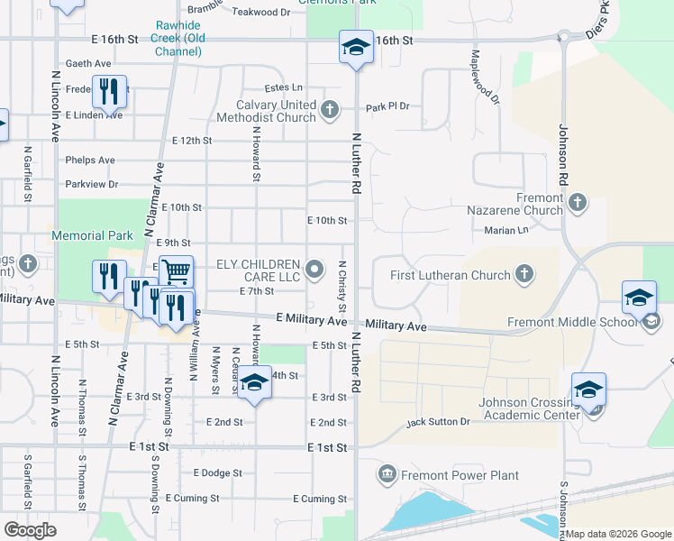 map of restaurants, bars, coffee shops, grocery stores, and more near 749 North Christy Street in Fremont