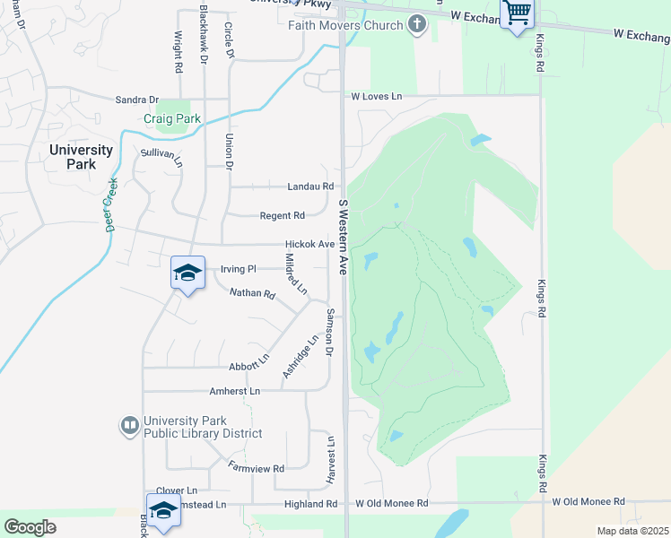 map of restaurants, bars, coffee shops, grocery stores, and more near 1009 Samson Drive in University Park