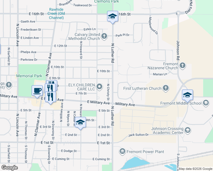 map of restaurants, bars, coffee shops, grocery stores, and more near 749 North Christy Street in Fremont