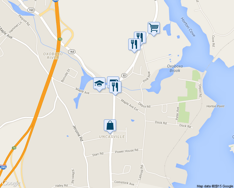 map of restaurants, bars, coffee shops, grocery stores, and more near 341 Norwich-New London Turnpike in Montville
