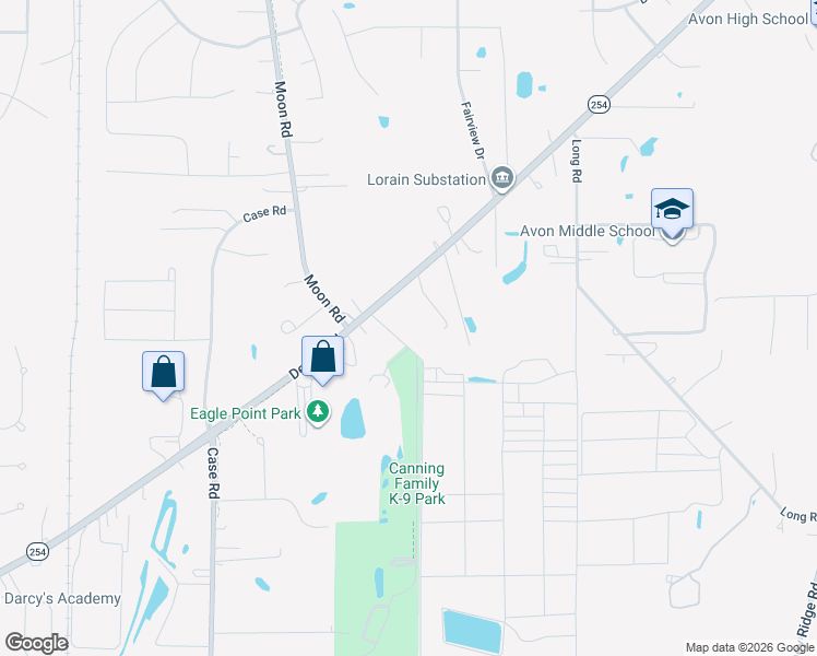 map of restaurants, bars, coffee shops, grocery stores, and more near 38841 Ohio 254 in Avon