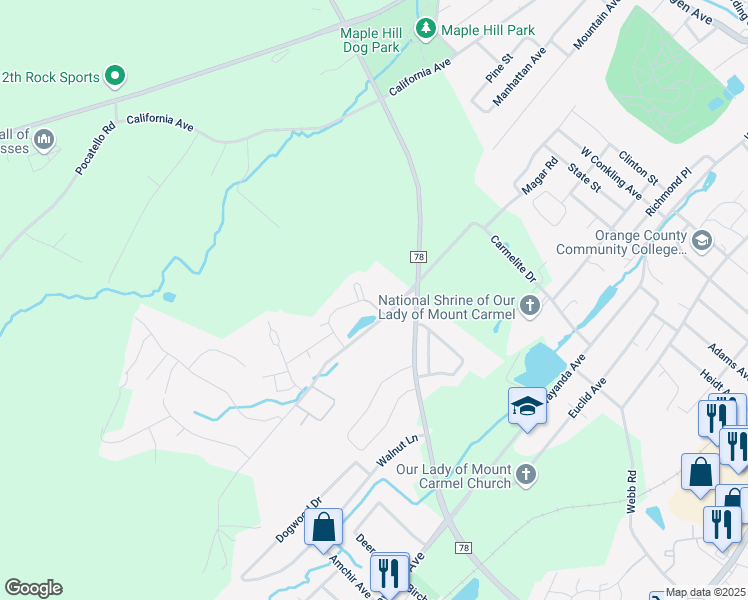 map of restaurants, bars, coffee shops, grocery stores, and more near 126 Concord Lane in Middletown