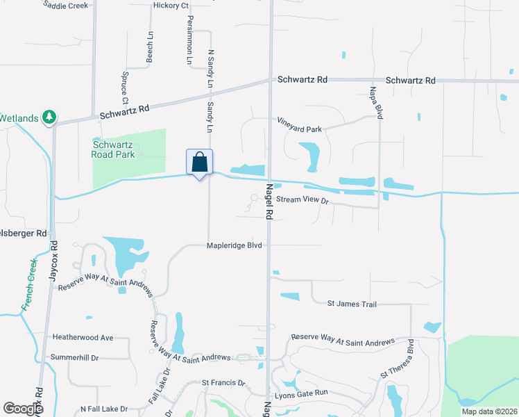 map of restaurants, bars, coffee shops, grocery stores, and more near 3602 Nagel Road in Avon