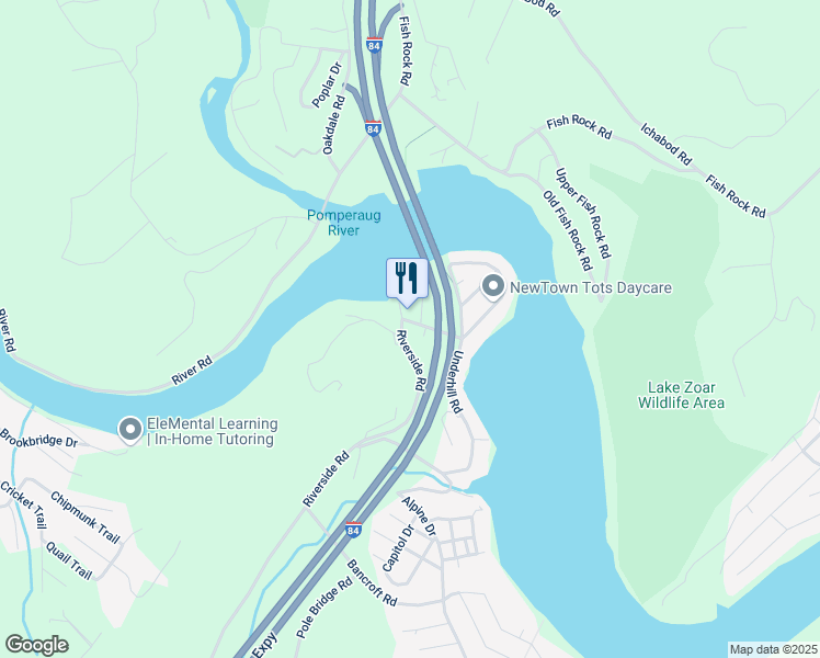 map of restaurants, bars, coffee shops, grocery stores, and more near 2 Center Street in Newtown