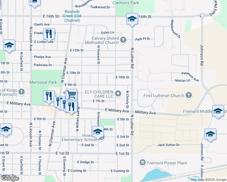map of restaurants, bars, coffee shops, grocery stores, and more near 2344 East 8th Street in Fremont