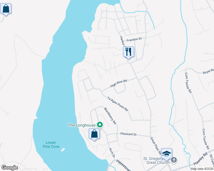 map of restaurants, bars, coffee shops, grocery stores, and more near 24 High Rise Road in Danbury