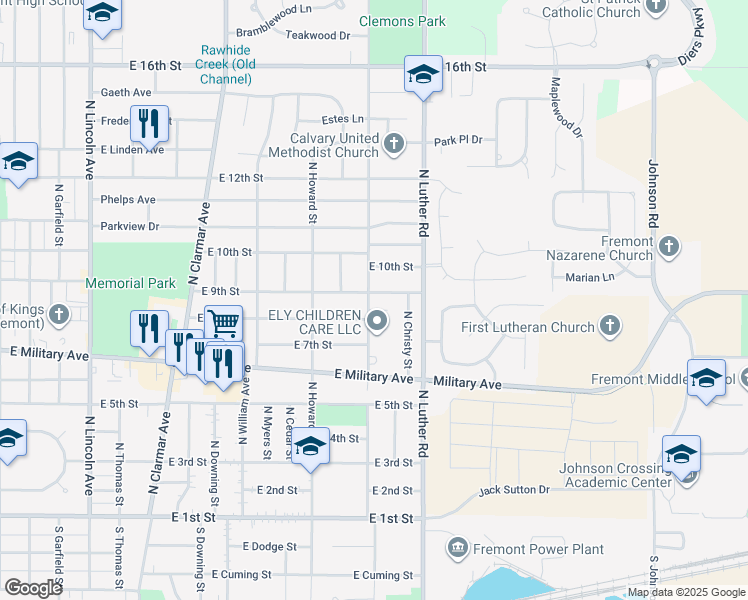 map of restaurants, bars, coffee shops, grocery stores, and more near 2344 East 8th Street in Fremont