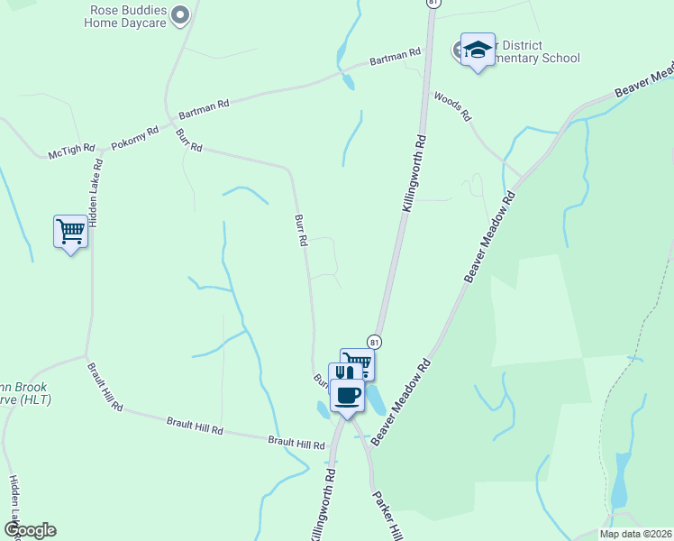 map of restaurants, bars, coffee shops, grocery stores, and more near 27 Fieldstone Lane in Haddam