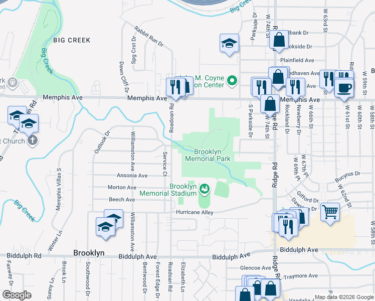 map of restaurants, bars, coffee shops, grocery stores, and more near 4421 Roadoan Road in Brooklyn