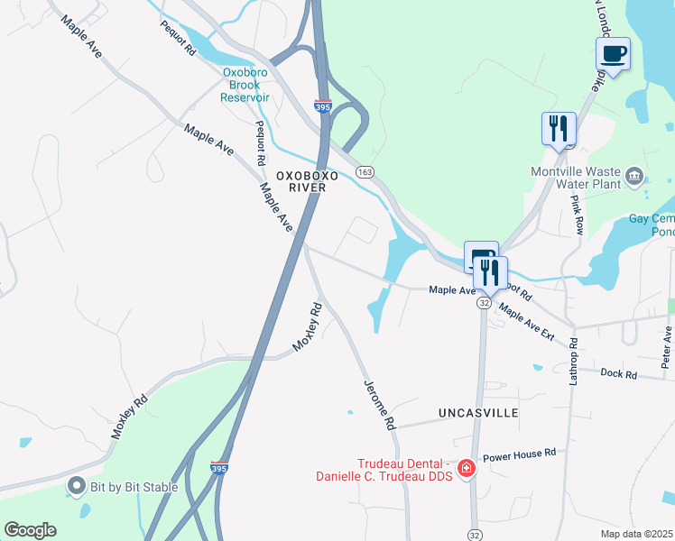 map of restaurants, bars, coffee shops, grocery stores, and more near 4 Bonville Drive in Montville