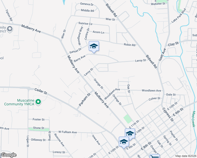 map of restaurants, bars, coffee shops, grocery stores, and more near 704 Marquette Street in Muscatine