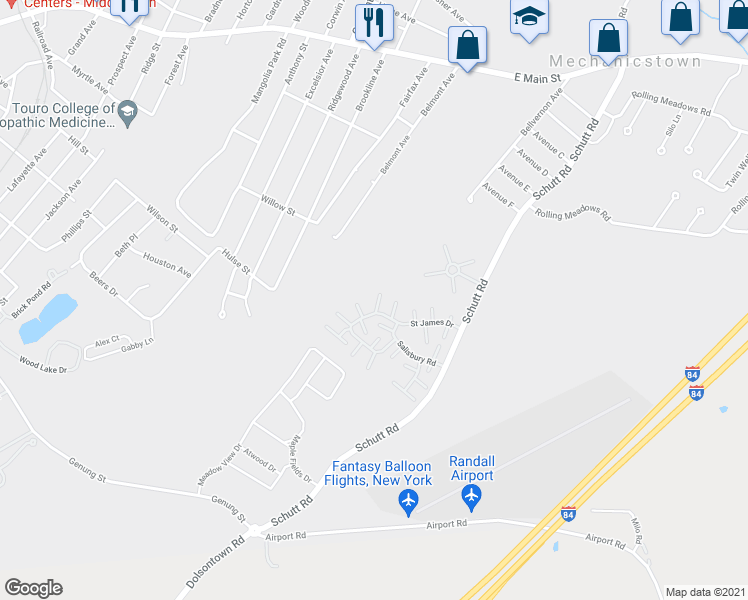 map of restaurants, bars, coffee shops, grocery stores, and more near 3 Abingdon Mews in Middletown